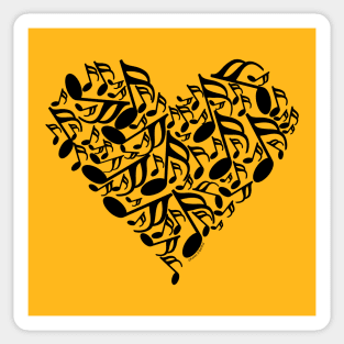 Black Music Notes Heart Sticker